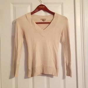 Forever 21 V-Neck Sweater, Ivory/Cream, Small